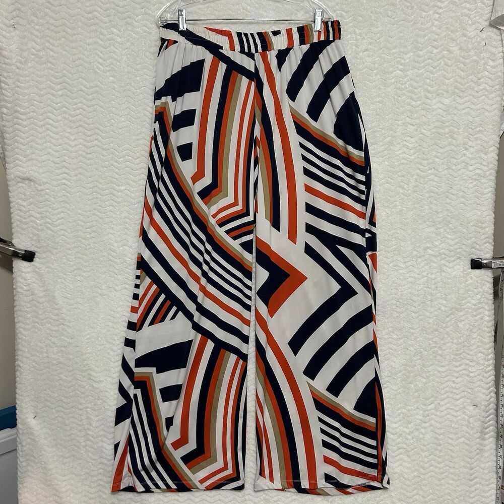 Ashley Stewart Pants 22 Orange Wide Leg Plus Size Coastal Beach Resort Relaxed - Picture 2 of 8